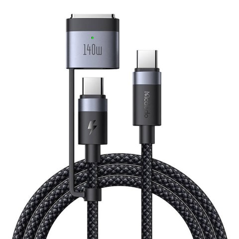 Kabel 2w1 USB-C do USB-C + Magsafe 3 Mcdodo CA-0140, 2m (czarny) Kabel 2w1 USB-C do USB-C + Magsafe 3 Mcdodo CA-0140, 2m (czarny)
