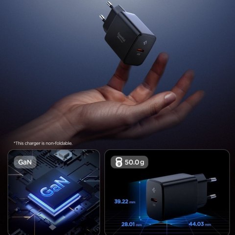Spigen Essential EE201EU GaN - Ładowarka sieciowa USB-C 20W (Czarny) Spigen Essential EE201EU GaN - Ładowarka sieciowa USB-C 20W (Czarny)