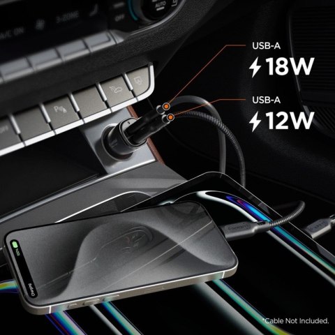 Spigen Essential EV302 - Ładowarka samochodowa 2x USB-A 30W (Czarny)