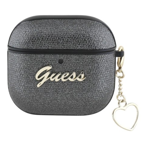 Guess Metallic Script Charm - Etui AirPods 4 (czarny) Guess Metallic Script Charm - Etui AirPods 4 (czarny)
