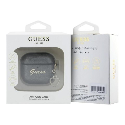 Guess Metallic Script Charm - Etui AirPods 4 (czarny) Guess Metallic Script Charm - Etui AirPods 4 (czarny)