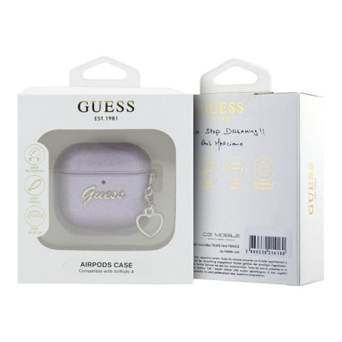 Guess Metallic Script Charm - Etui AirPods 4 (fioletowy) Guess Metallic Script Charm - Etui AirPods 4 (fioletowy)