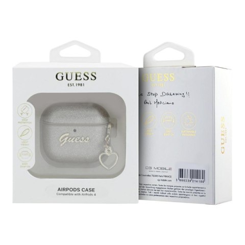 Guess Metallic Script Charm - Etui AirPods 4 (złoty) Guess Metallic Script Charm - Etui AirPods 4 (złoty)