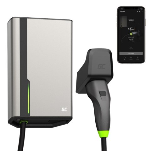 Green Cell GC HabuDen Wallbox 22kW 32A 7,5m Kabel Typ 2 Inteligentna Stacja Ładowania EV z Aplikacją GC App Bluetooth WiFi