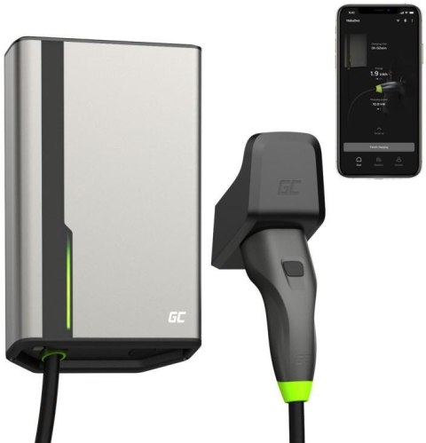 Green Cell GC HabuDen Wallbox 22kW 32A 7,5m Kabel Typ 2 Inteligentna Stacja Ładowania EV z Aplikacją GC App Bluetooth WiFi