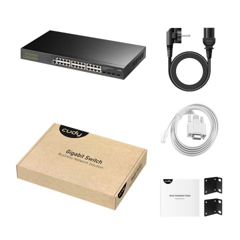 Cudy GS2024S2 łącza sieciowe Zarządzany L2/L3 Gigabit Ethernet (10/100/1000) 1U Czarny Cudy GS2024S2 łącza sieciowe Zarządzany L2/L3 Gigabit Ethernet (10/100/1000) 1U Czarny