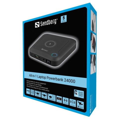 Sandberg All-in1 nešiojamasis kompiuteris Powerbank 24000 mAh
