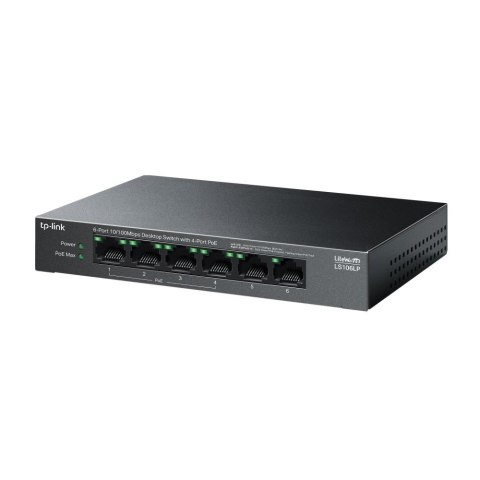 TP-Link LiteWave LS106LP łącza sieciowe Nie zarządzany Fast Ethernet (10/100) Obsługa PoE Czarny TP-Link LiteWave LS106LP łącza sieciowe Nie zarządzany Fast Ethernet (10/100) Obsługa PoE Czarny