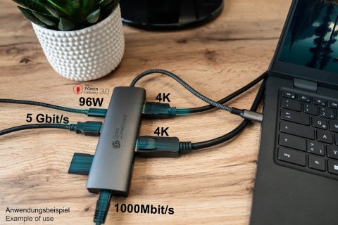 Alcasa HUB-C001A huby i koncentratory USB Type-C 5000 Mbit/s Antracyt Alcasa HUB-C001A huby i koncentratory USB Type-C 5000 Mbit/s Antracyt