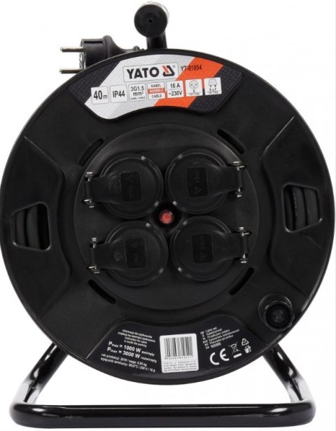 YATO PRZEDŁUŻACZ BĘBNOWY 40m 3 x 1,5mm2 IP44 81054 YATO PRZEDŁUŻACZ BĘBNOWY 40m 3 x 1,5mm2 IP44 81054