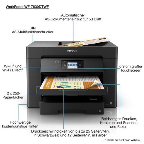 Epson WorkForce WF-7830DTWF Atramentowa A3 4800 x 2400 DPI Wi-Fi Epson WorkForce WF-7830DTWF Atramentowa A3 4800 x 2400 DPI Wi-Fi