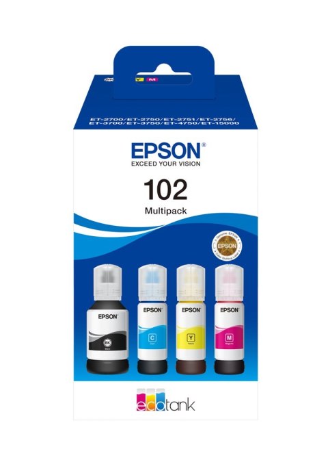 Tusze Epson 102 EcoTank Cyjan Magenta Żółty 127 ml 70 ml Atramentowy Tusze Epson 102 EcoTank Cyjan Magenta Żółty 127 ml 70 ml Atramentowy