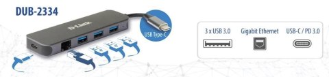 D-Link DUB-2334 stacja dokująca Przewodowa USB Type-C Szary D-Link DUB-2334 stacja dokująca Przewodowa USB Type-C Szary