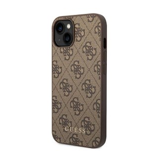 Guess 4G Metal Gold Logo - Etui iPhone 15 / 14 / 13 (brązowy)