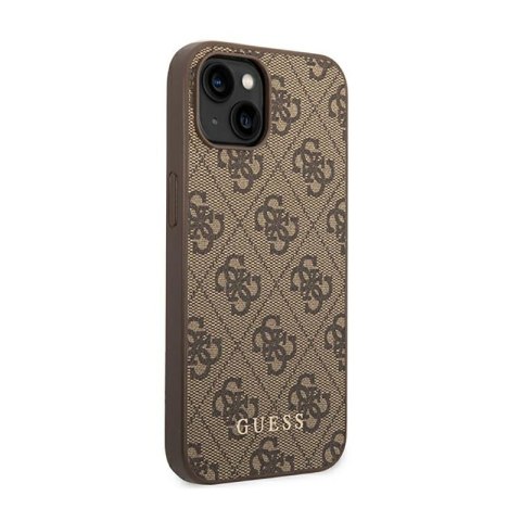 Guess 4G Metal Gold Logo - Etui iPhone 15 / 14 / 13 (brązowy)