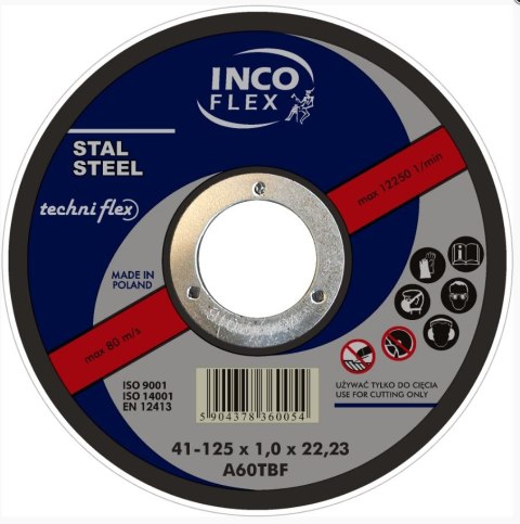 TARCZA PŁASKA T1A 125*1.6*22 TARCZA PŁASKA T1A 125*1.6*22