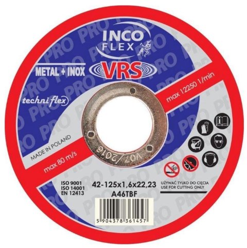 TARCZA WYPUKŁA T27 125*1.0*22 A60TBF-VRS TARCZA WYPUKŁA T27 125*1.0*22 A60TBF-VRS