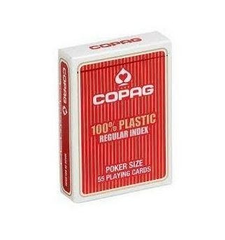 Karty Poker 100% Plastik PK2. Talia czerwona, index w 2 rogach Karty Poker 100% Plastik PK2. Talia czerwona, index w 2 rogach