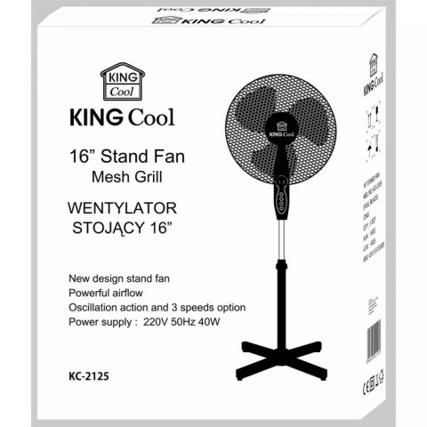 WENTYLATOR WIATRAK STOJĄCY PODŁOGOWY KINGCOOL KC-2125 czarny WENTYLATOR WIATRAK STOJĄCY PODŁOGOWY KINGCOOL KC-2125 czarny