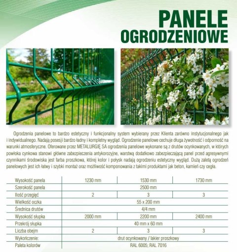 PANEL OGRODZENIOWY 2500*1230MM 2W/H*4MM SZARY RAL 7016 PANEL OGRODZENIOWY 2500*1230MM 2W/H*4MM SZARY RAL 7016