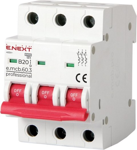 WYŁĄCZNIK NADPRĄDOWY MCB.PRO60 3P B20A 6KA WYŁĄCZNIK NADPRĄDOWY MCB.PRO60 3P B20A 6KA