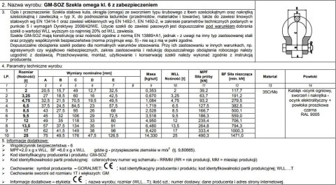 SZEKLA OMEGA Z ZABEZPIECZENIEM KL.6 GM-SOZ 4.75T WLL SZEKLA OMEGA Z ZABEZPIECZENIEM KL.6 GM-SOZ 4.75T WLL
