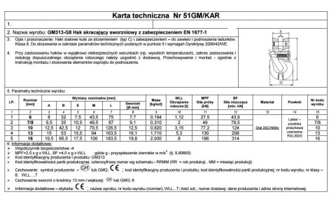 HAK SKRACAJĄCY SWORZNIOWY Z ZABEZPIECZENIEM 6MM G8 WLL1.12T HAK SKRACAJĄCY SWORZNIOWY Z ZABEZPIECZENIEM 6MM G8 WLL1.12T