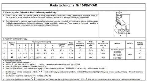 HAK ZAWIESIOWY SWORZNIOWY Z ZABEZPIECZENIEM G10 10MM WLL HAK ZAWIESIOWY SWORZNIOWY Z ZABEZPIECZENIEM G10 10MM WLL