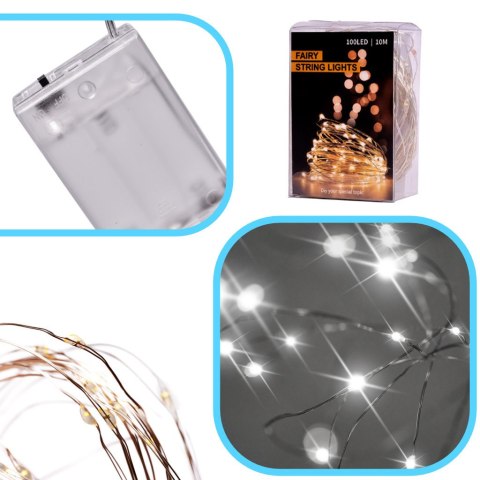 Lampki LED druciki dekoracyjne 5m 50LED zimny biały Lampki LED druciki dekoracyjne 5m 50LED zimny biały