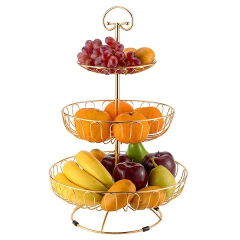 KOSZYK PIĘTROWY PATERA NA OWOCE 3 POZIOMY E-8182 GOLD KOSZYK PIĘTROWY PATERA NA OWOCE 3 POZIOMY E-8182 GOLD