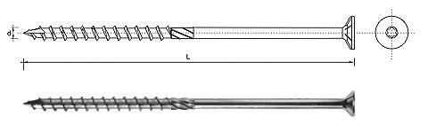WKRĘT DO DREWNA Z ŁBEM STOŻKOWYM NA TORX 8*180MM T40 WKRĘT DO DREWNA Z ŁBEM STOŻKOWYM NA TORX 8*180MM T40