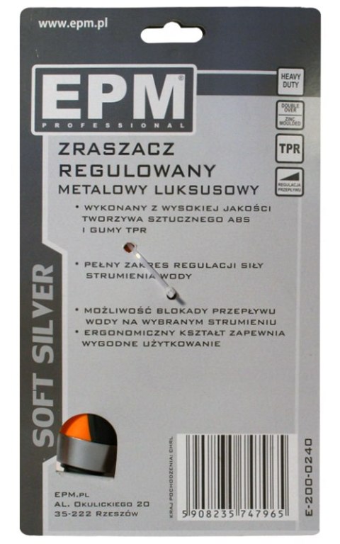 ZRASZACZ PISTOLETOWY REGULOWANY SOFT SILVER ZRASZACZ PISTOLETOWY REGULOWANY SOFT SILVER