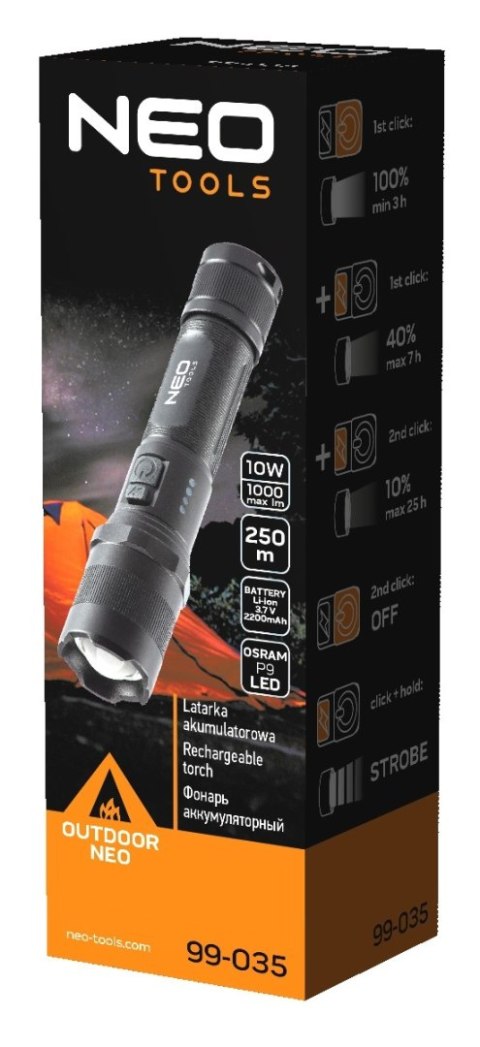 LATARKA AKUMULATORAWA USB 1000 LM OSRAM P9 LED LATARKA AKUMULATORAWA USB 1000 LM OSRAM P9 LED