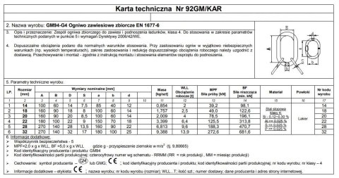 OGNIWO ZBIORCZE 18 GM94 G4 WLL2.5T OGNIWO ZBIORCZE 18 GM94 G4 WLL2.5T
