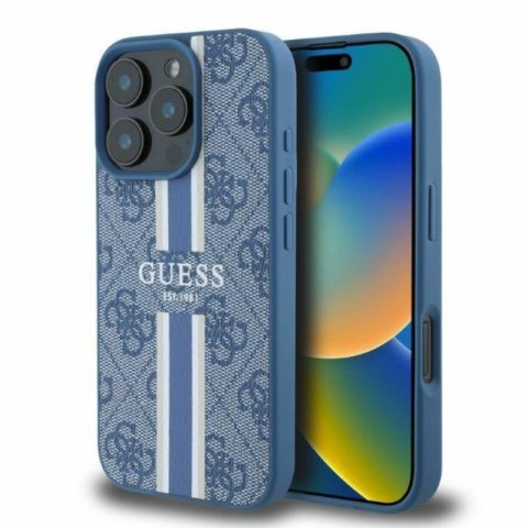 Guess 4G Printed Stripes MagSafe - Etui iPhone 16 Pro Max (niebieski) Guess 4G Printed Stripes MagSafe - Etui iPhone 16 Pro Max (niebieski)