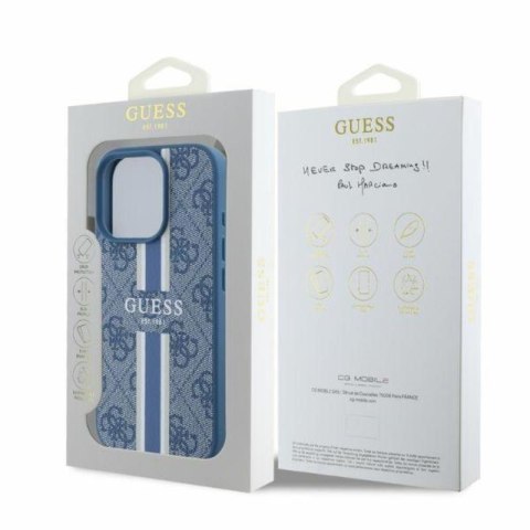 Guess 4G Printed Stripes MagSafe - Etui iPhone 16 Pro Max (niebieski) Guess 4G Printed Stripes MagSafe - Etui iPhone 16 Pro Max (niebieski)
