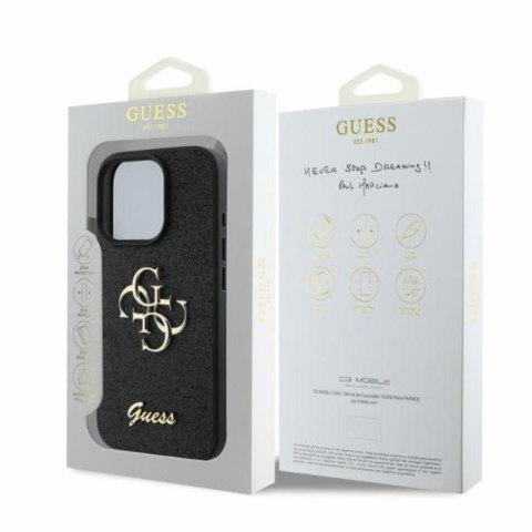 Guess Fixed Glitter Big 4G - Etui iPhone 16 Pro Max (czarny) Guess Fixed Glitter Big 4G - Etui iPhone 16 Pro Max (czarny)