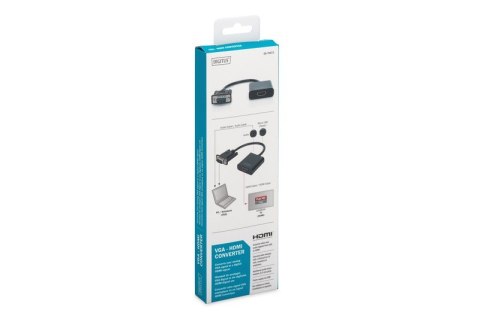 Konwerter/adapter audio-video VGA do HDMI, 1080p FHD, z audio 3.5mm MiniJack Konwerter/adapter audio-video VGA do HDMI, 1080p FHD, z audio 3.5mm MiniJack