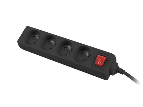 Listwa zasilająca 1,5m, czarna, 4 gniazda, z wyłącznikiem, kabel wykonany z pełnej miedzi Listwa zasilająca 1,5m, czarna, 4 gniazda, z wyłącznikiem, kabel wykonany z pełnej miedzi