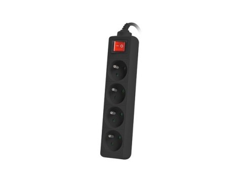 Listwa zasilająca 1,5m, czarna, 4 gniazda, z wyłącznikiem, kabel wykonany z pełnej miedzi Listwa zasilająca 1,5m, czarna, 4 gniazda, z wyłącznikiem, kabel wykonany z pełnej miedzi