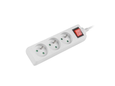 Listwa zasilająca 3m, biała, 3 gniazda, z wyłącznikiem, kabel wykonany z pełnej miedzi Listwa zasilająca 3m, biała, 3 gniazda, z wyłącznikiem, kabel wykonany z pełnej miedzi