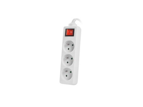 Listwa zasilająca 3m, biała, 3 gniazda, z wyłącznikiem, kabel wykonany z pełnej miedzi Listwa zasilająca 3m, biała, 3 gniazda, z wyłącznikiem, kabel wykonany z pełnej miedzi