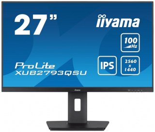 Monitor 27 cali ProLite XUB2793QSU-B6 IPS,QHD,HAS(150mm),100Hz,HDMI,DP,2x2W 2xUSB(3.2),FreeSync