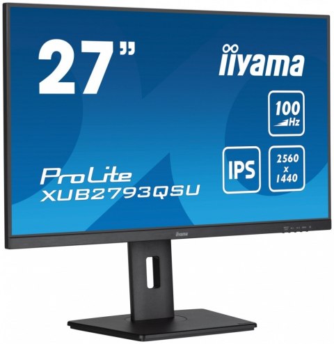 Monitor 27 cali ProLite XUB2793QSU-B6 IPS,QHD,HAS(150mm),100Hz,HDMI,DP,2x2W 2xUSB(3.2),FreeSync