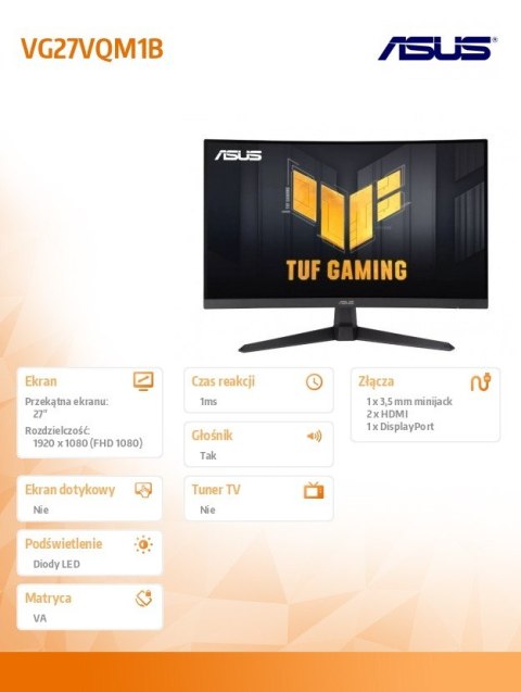 Monitor 27 cali VG27VQM1B IPS FHD 280Hz HDMI