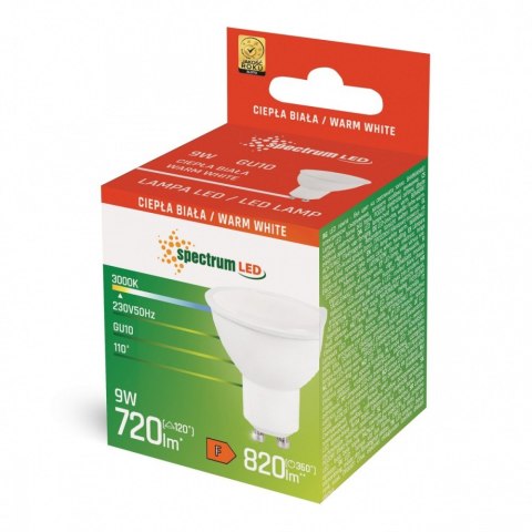 Żarówka LED GU10 9W WW 3000K 820lm 230V Żarówka LED GU10 9W WW 3000K 820lm 230V