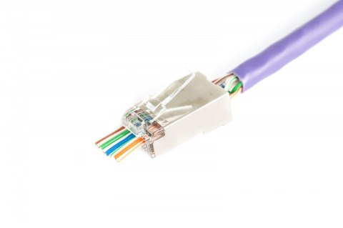 Wtyk RJ45 (8P8C) przelotowy, kat.6, ekranowany, AWG 26-24, opakowanie 100 szt. Wtyk RJ45 (8P8C) przelotowy, kat.6, ekranowany, AWG 26-24, opakowanie 100 szt.