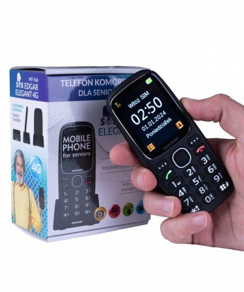 Telefon komórkowy dla seniorów Mescomp MT-166 Edgar Elegant 4GB Telefon komórkowy dla seniorów Mescomp MT-166 Edgar Elegant 4GB