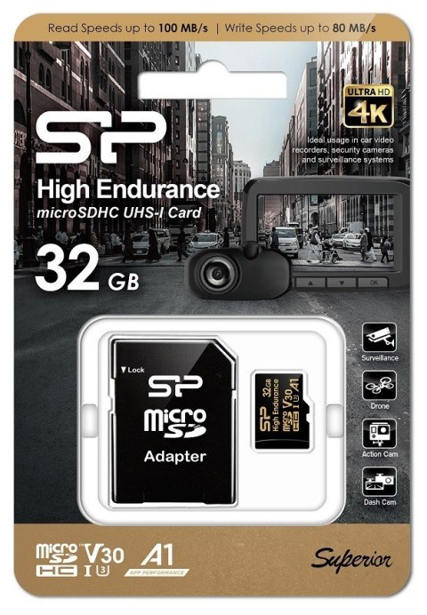 Karta pamięci microSDHC High Endurance 32GB V30 UHS-1 U3 A1 24/7 + ADAPTER microSD-SD Karta pamięci microSDHC High Endurance 32GB V30 UHS-1 U3 A1 24/7 + ADAPTER microSD-SD