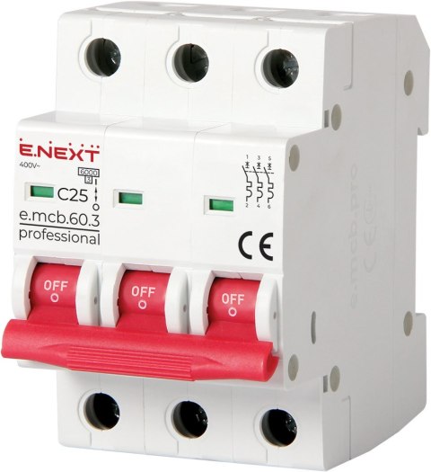 WYŁĄCZNIK NADPRĄDOWY MCB.PRO60 3P C25A 6KA WYŁĄCZNIK NADPRĄDOWY MCB.PRO60 3P C25A 6KA